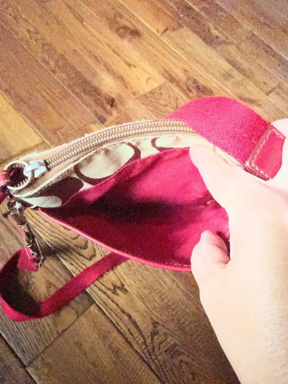 Coach Khaki & Pink Signature Canvas Crossbody